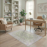 Floral Vintage Green Purple Floral Vintage Area Rug