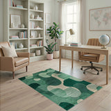 Abstract Green Organic Shapes Area Rug