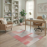 Modern Geometric Red Grey Abstract Area Rug