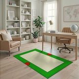 Green Border Area Rug with Red Accents