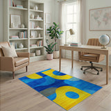Multi-color and Patterns Bold Blue Yellow Geometric Abstract Area Rug