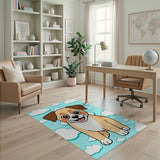 Cute Cartoon Puppy Clouds Area Rug