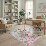 Cherry Pink Ribbon Bow Area Rug
