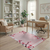 Pink Cherry Blossom Gingham Area Rug