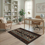 Bold Geometric Southwestern Rug in Black, Ivory Terracotta