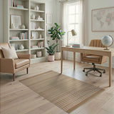 Beige Tan Striped Woven Jute Rug
