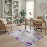 Purple Peony Floral Vine Border Rug