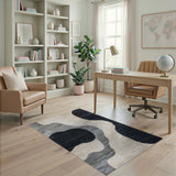 Abstract Organic Black Grey Area Rug