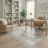 Beige Neutral Vertical Stripe Woven Area Rug