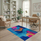 Vibrant Teal Pink Geometric Modern Area Rug