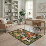 Boho Chic Whimsical Red Mushroom Toadstool Area Rug