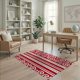 Red Koru Swirl Stripe Area Rug