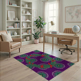Festive Purple Holly Wreath Area Rug