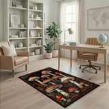 Vintage Red Mushroom Forest Area Rug