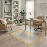 Gold Outline Nested Geometric Cream Area Rug