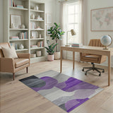 Purple Abstract Curve Area Rug