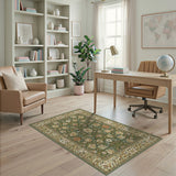 Green Lush Green Persian Floral Area Rug