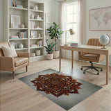 Burnt Orange Mandala Persian Area Rug