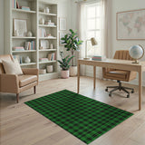 Green Green Black Plaid Geometric Area Rug