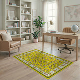 Vibrant Yellow Floral Vintage Area Rug