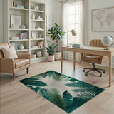 Lush Green Palm Frond Area Rug