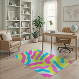 Vibrant Wavy Brush Stroke Abstract Area Rug