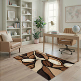 Abstract Brown Tan Area Rug