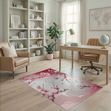 Floral Vintage Pink Cherry Blossom Branch Area Rug