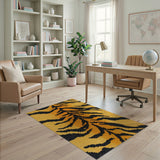 Bold Tiger Stripe Area Rug in Orange Black