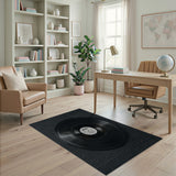 Retro Vinyl Record Area Rug Black White