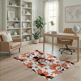 Whimsical Tribal Snowmen with Autumn Leaves Rug