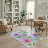 Purple Pink Watercolor Floral Pattern Area Rug