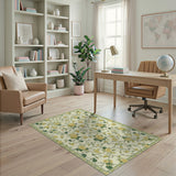 Yellow Peony Vine Floral Area Rug
