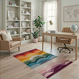 Rainbow Wave Horizon Multi-Color Area Rug