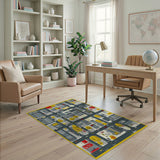 Autumn City Grid Yellow Area Rug