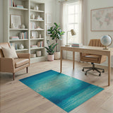 Teal Ocean Wave Gradient Area Rug