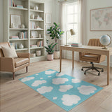 Dreamy Clouds Stars Kids Area Rug