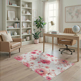 Pink Vintage Pink Poppy Floral Area Rug