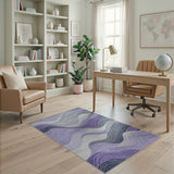Abstract Area Purple Grey Wavy Abstract Area Rug