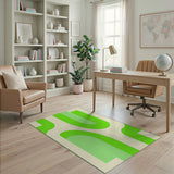 Geometric Modern Vibrant Green Curved Geometric Area Rug