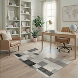 Black and White Modern Geometric Black Stripe Area Rug