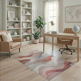 Abstract Area Beige and Neutral Wavy Abstract Beige Area Rug