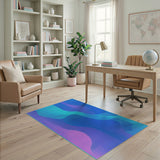 Abstract Blue Teal Fluid Wave Geometric Rug
