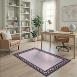 Purple Purple Geometric Border Area Rug