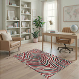 Red Black Swirling Zebra Abstract Area Rug