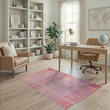 Distressed Pink Multi-Color Stripe Area Rug