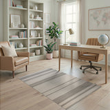 Beige Black Horizontal Striped Woven Area Rug
