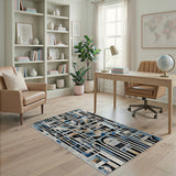 Modern Blue Geometric Arch Area Rug