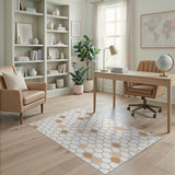 Beige Honeycomb Hexagon Area Rug