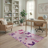 Pink Whimsical Pink Butterfly Area Rug